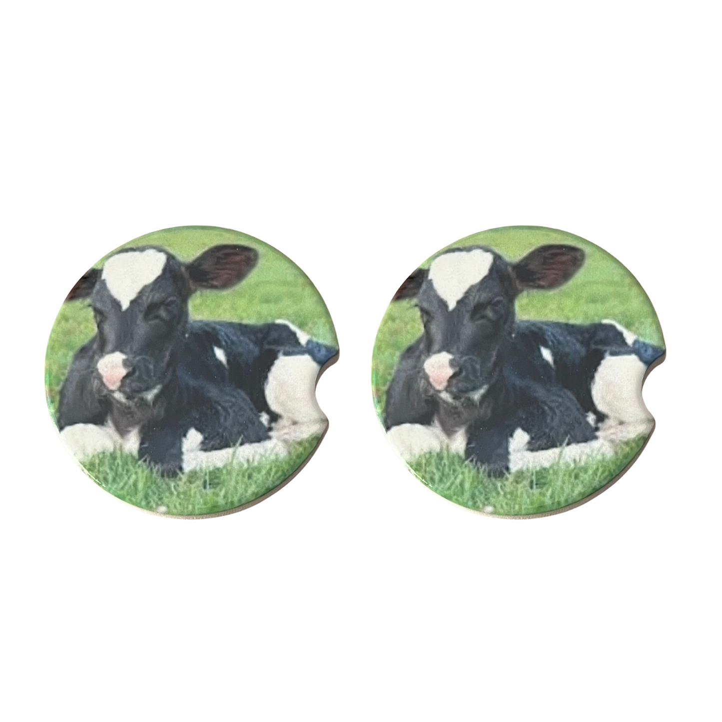 Car Coasters - Cow Black and White