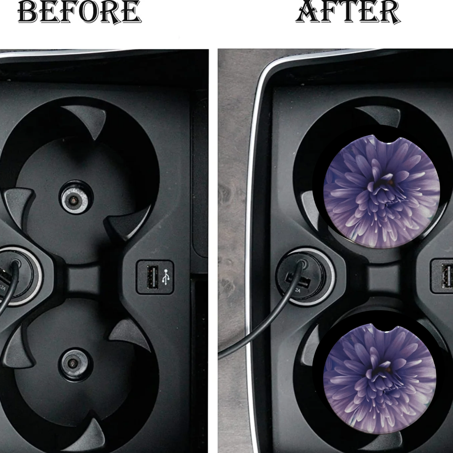 Car Coasters - Purple Flowers