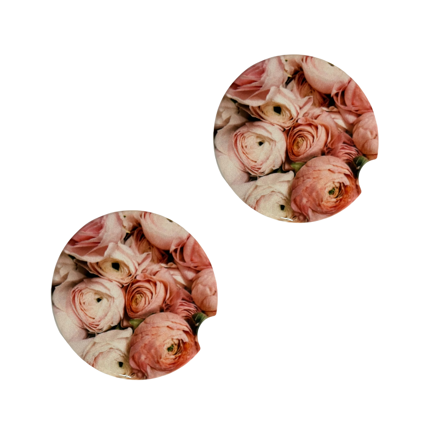Car Coasters - Pink Roses Flowers