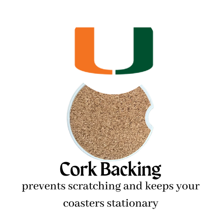 Car Coasters - Miami Hurricanes (white back ground)