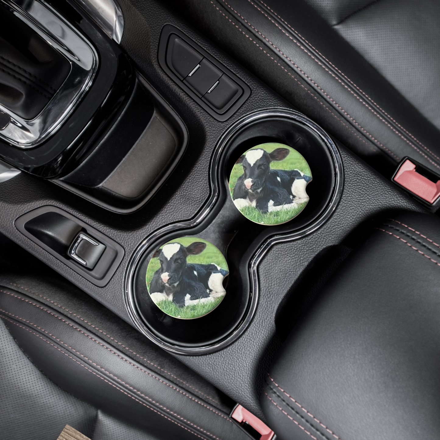 Car Coasters - Cow Black and White