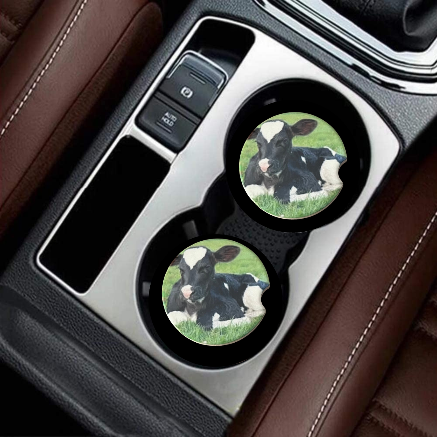 Car Coasters - Cow Black and White