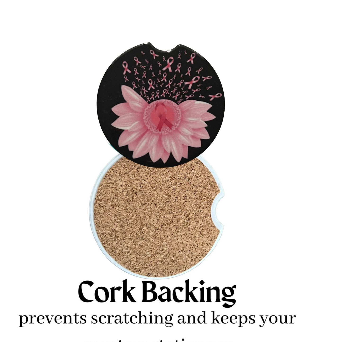 Car Coasters - Breast Cancer Awareness Pink Flowers