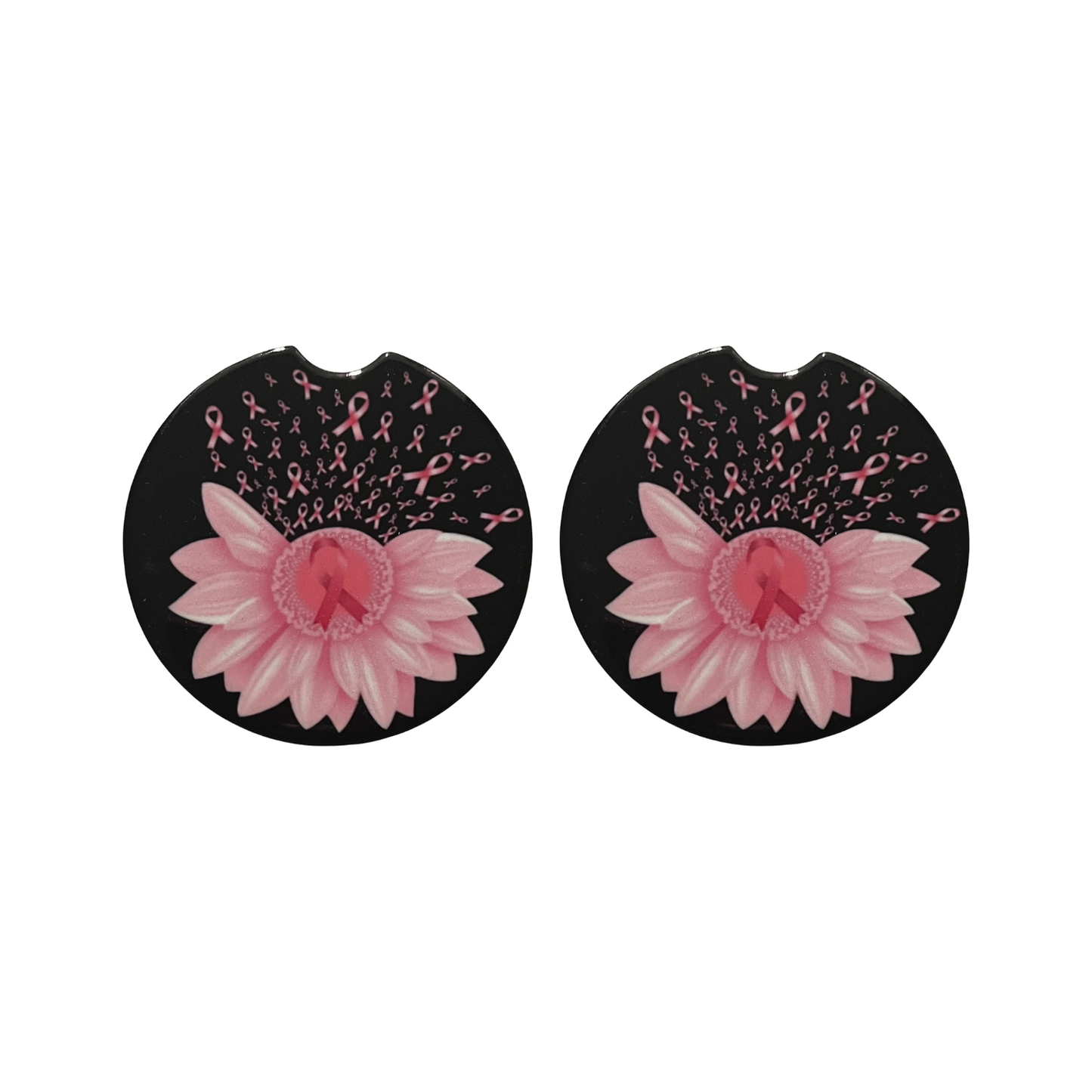 Car Coasters - Breast Cancer Awareness Pink Flowers