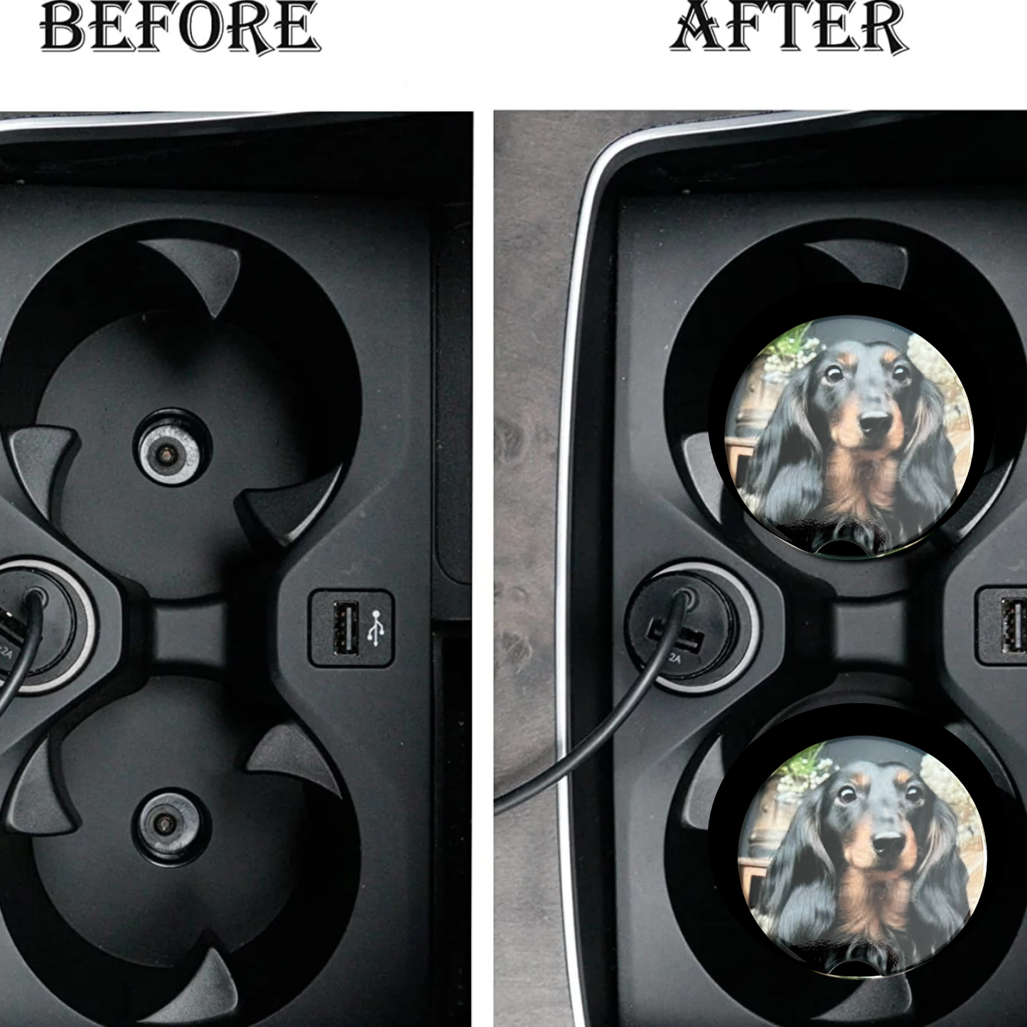 Car Coasters - Dog - Black Haired Dachshund/Docson