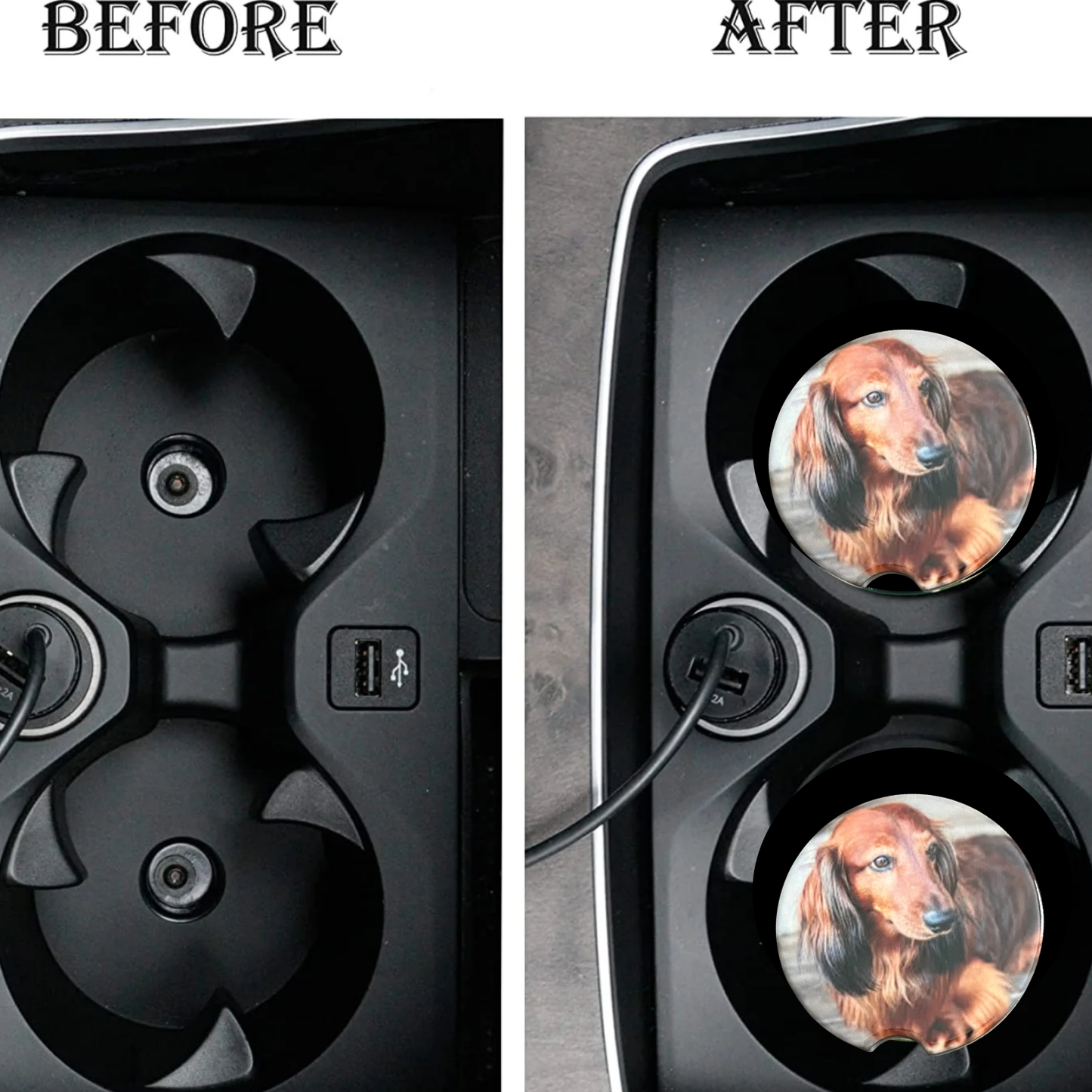 Car Coasters - Dog - Red Haired Dachshund/Docson