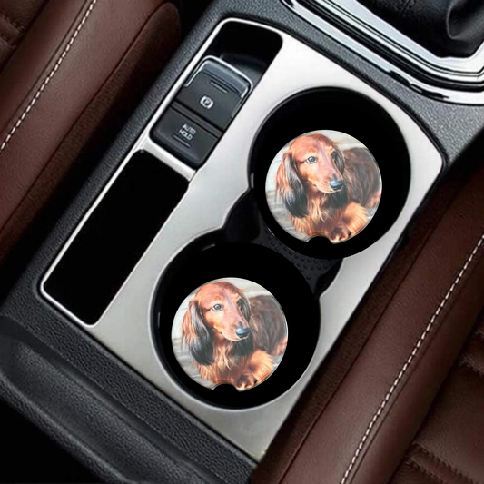 Car Coasters - Dog - Red Haired Dachshund/Docson