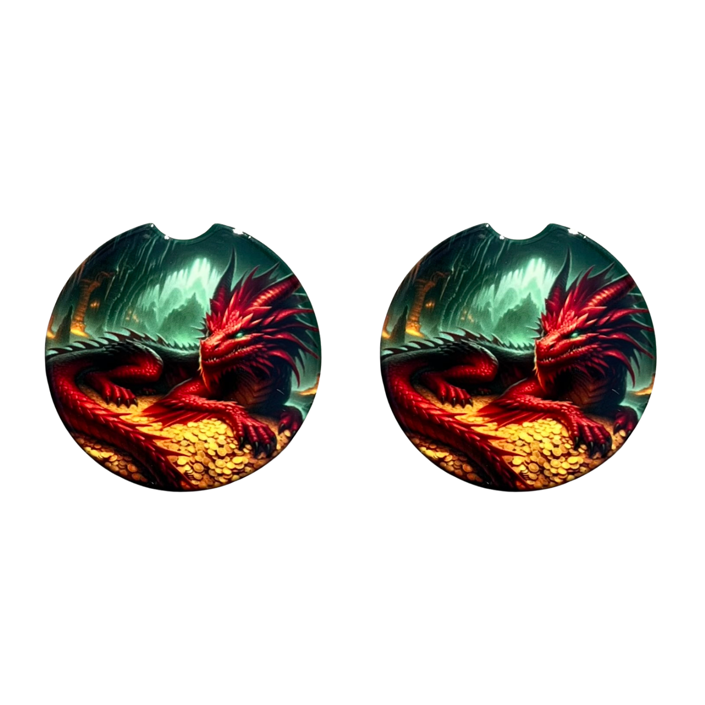 Car Coasters - Red Dragon with Gold