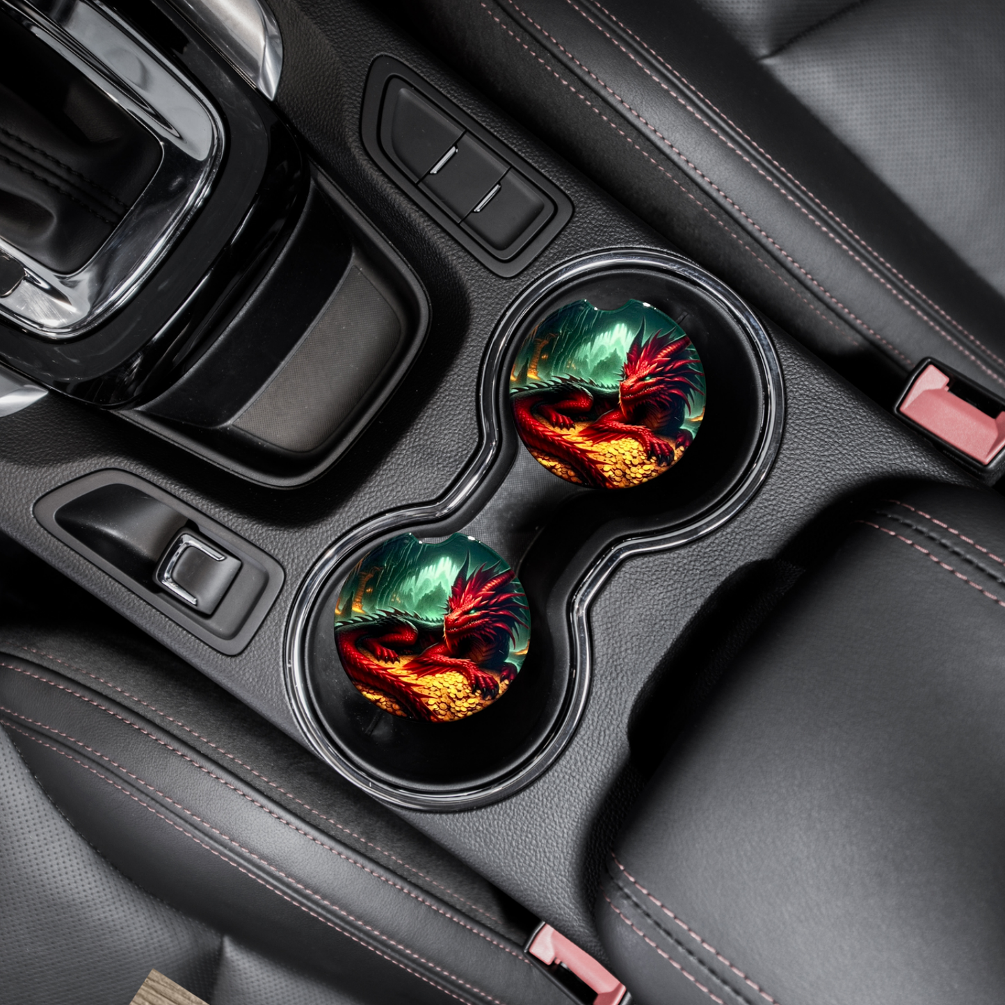 Car Coasters - Red Dragon with Gold
