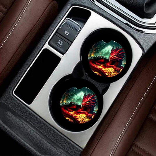 Car Coasters - Red Dragon with Gold