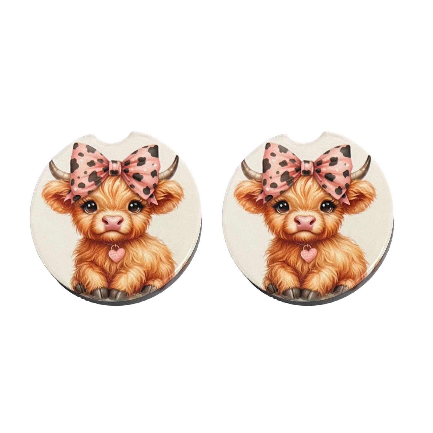 Car Coasters - Cow Brown Highland Cow