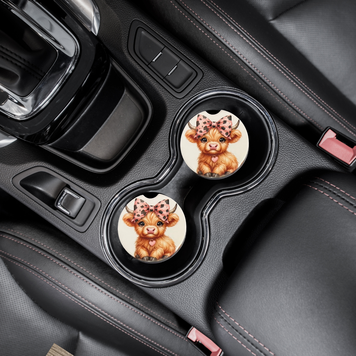 Car Coasters - Cow Brown Highland Cow