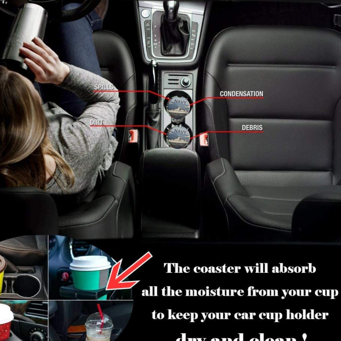 Car Coasters - Navy