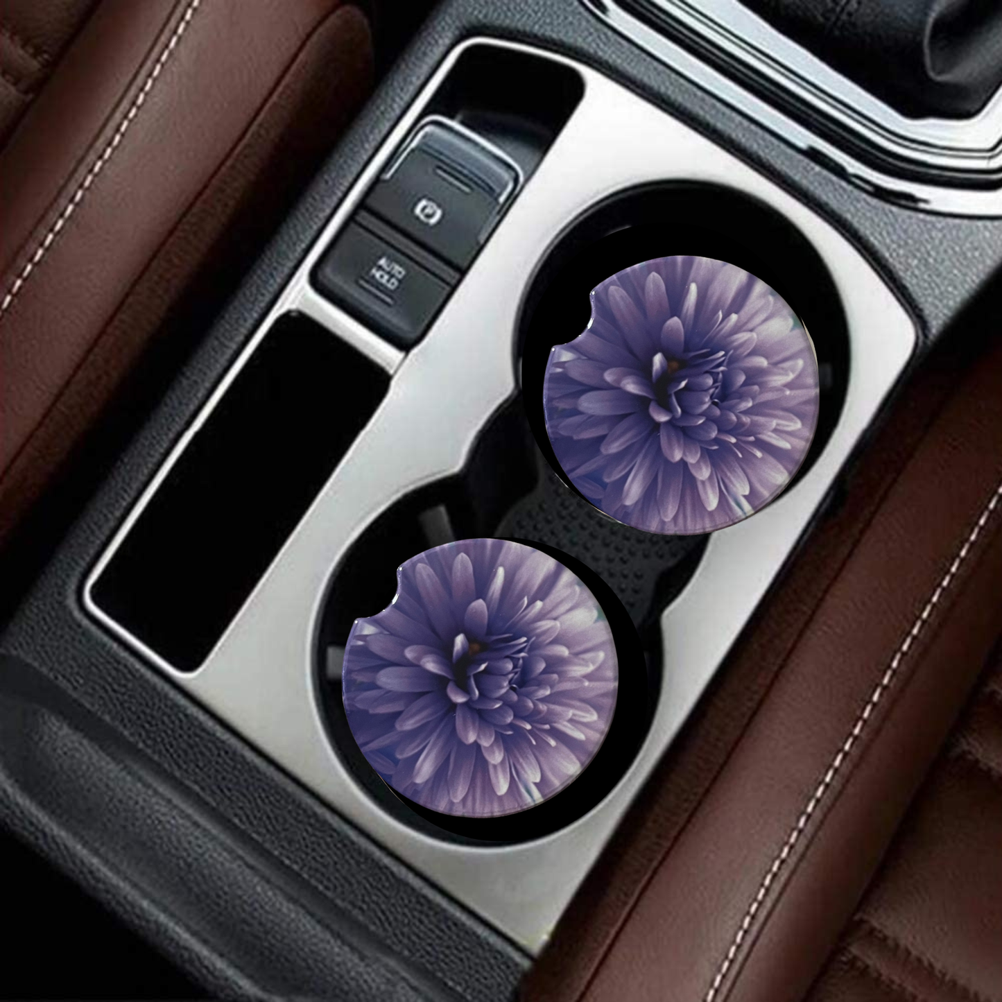 Car Coasters - Purple Flowers