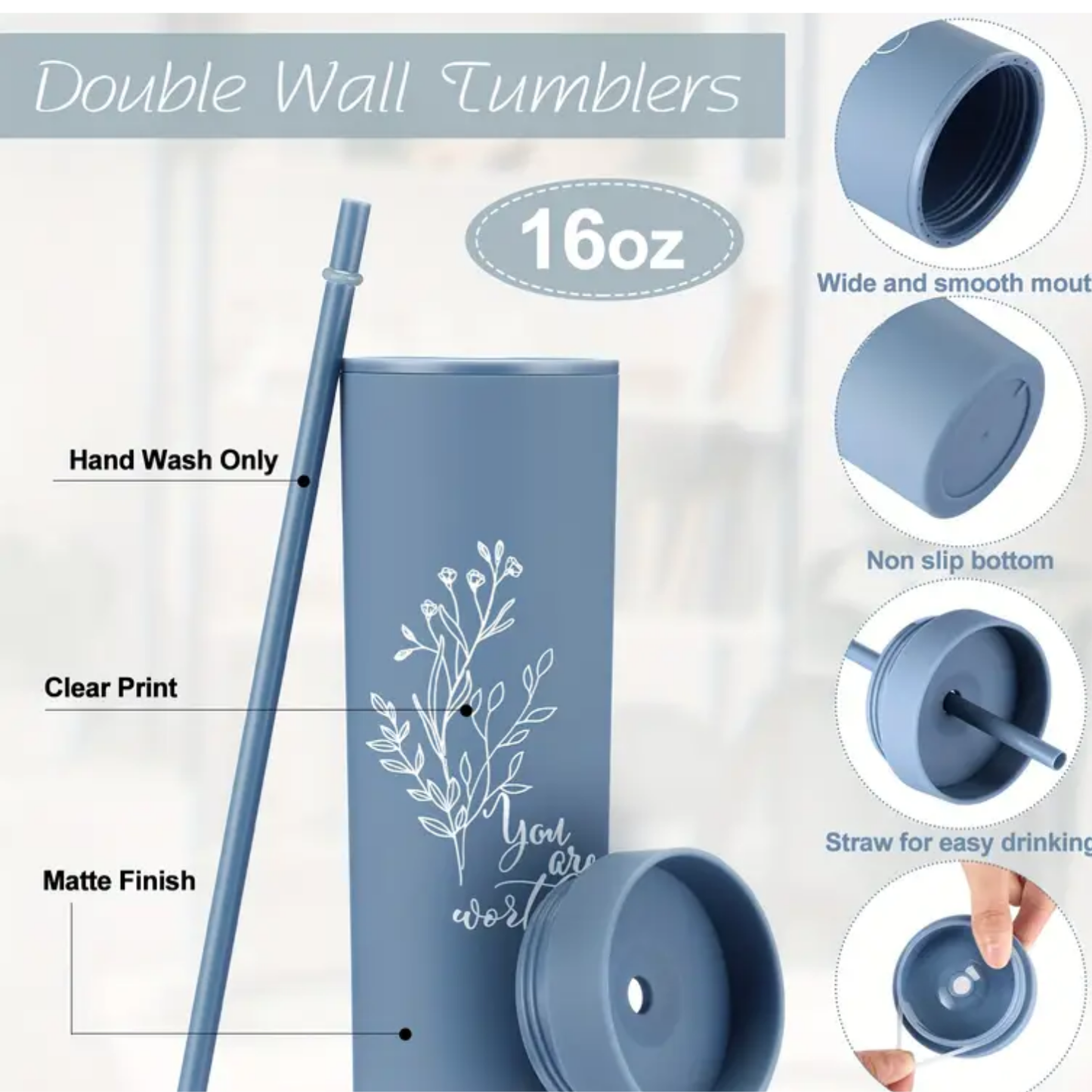 16oz Skinny Tumbler Matte Finish Great Gift for Family Friends or Someone Special