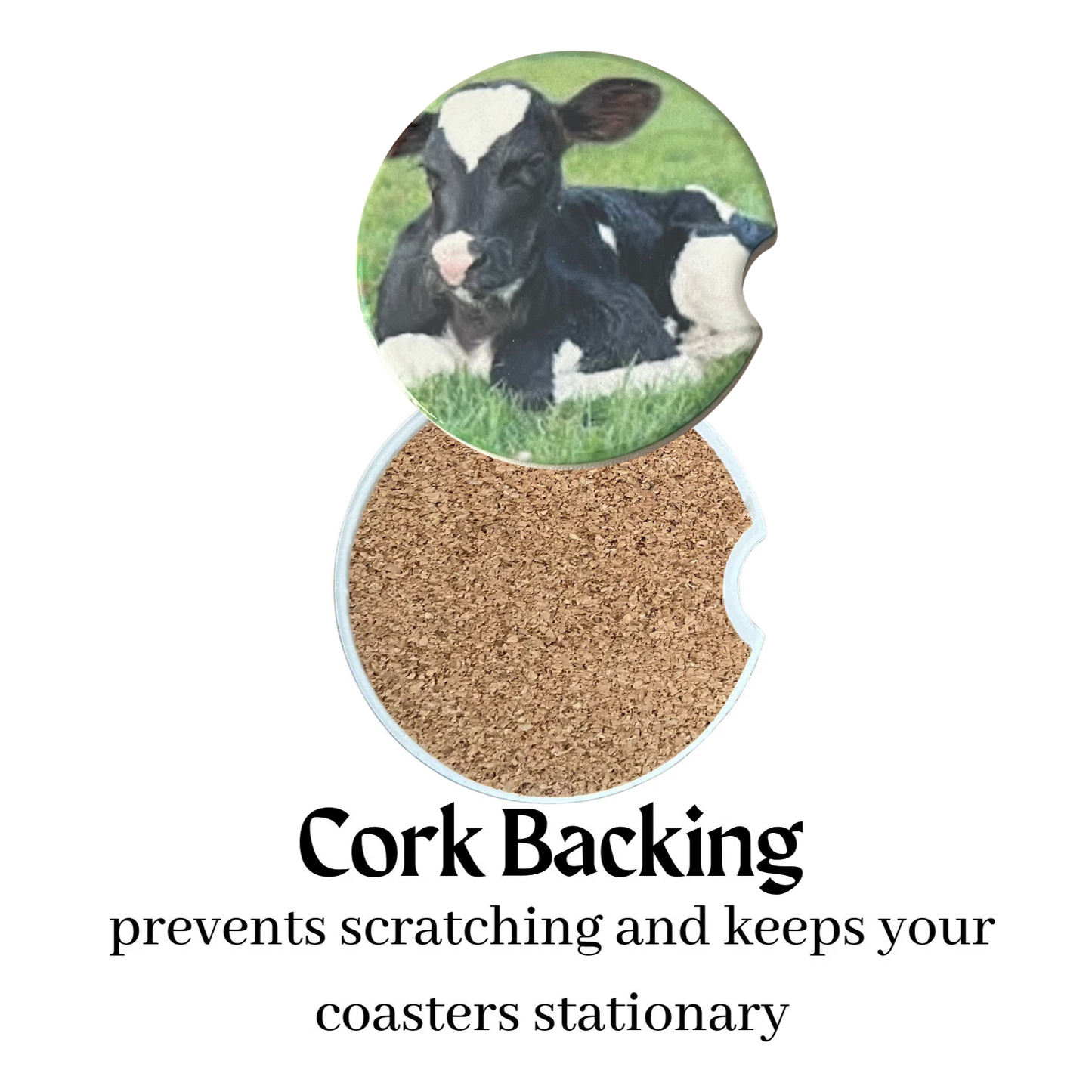 Car Coasters - Cow Black and White