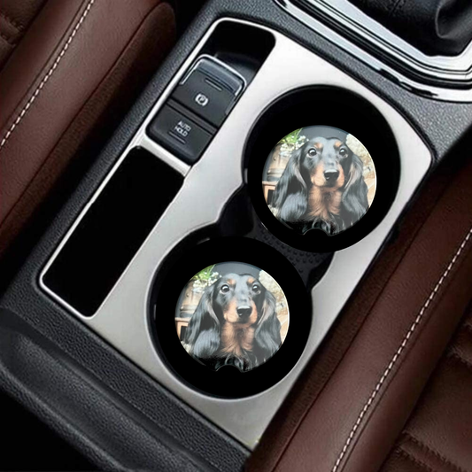 Car Coasters - Dog - Black Haired Dachshund/Docson