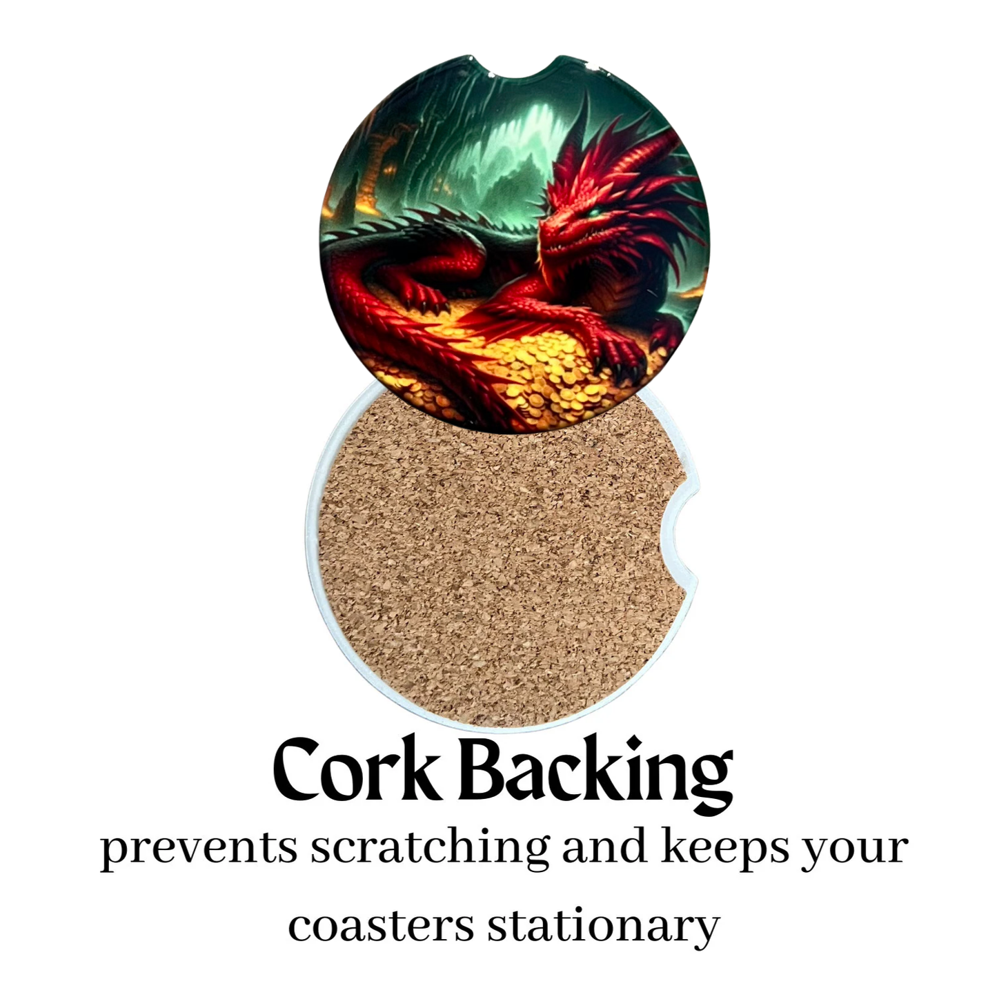 Car Coasters - Red Dragon with Gold