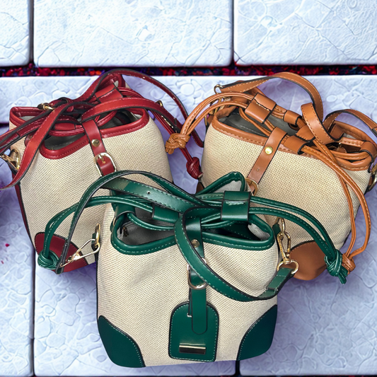 Elegant Crossbody Bucket Draw String Handbag