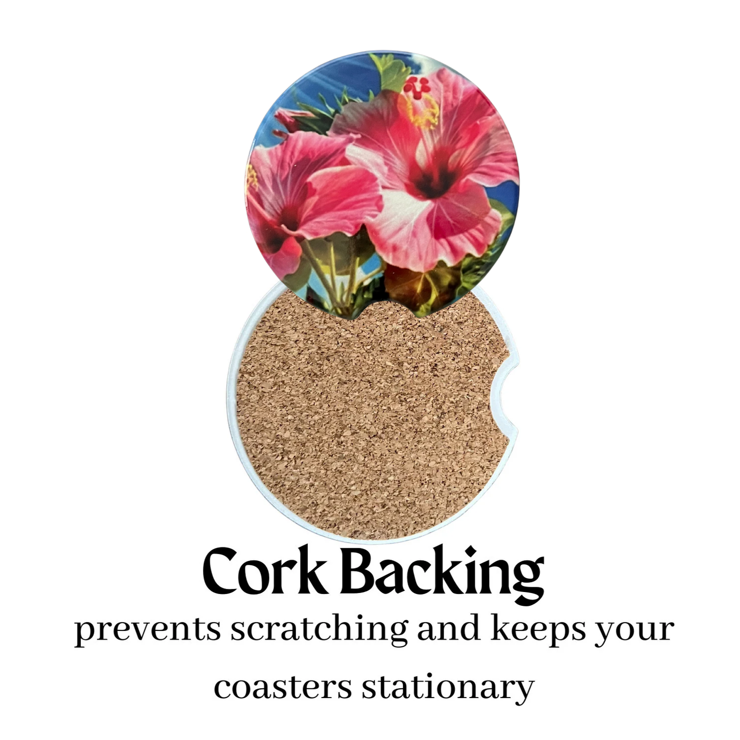 Car Coasters - Pink Hibiscus Flower